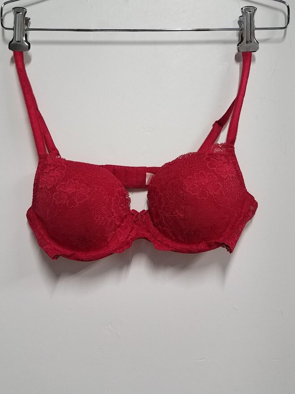 Victoria's Secret Dream Angels Lined Demi Bra 34B Red Lace Underwire 219061-H90
